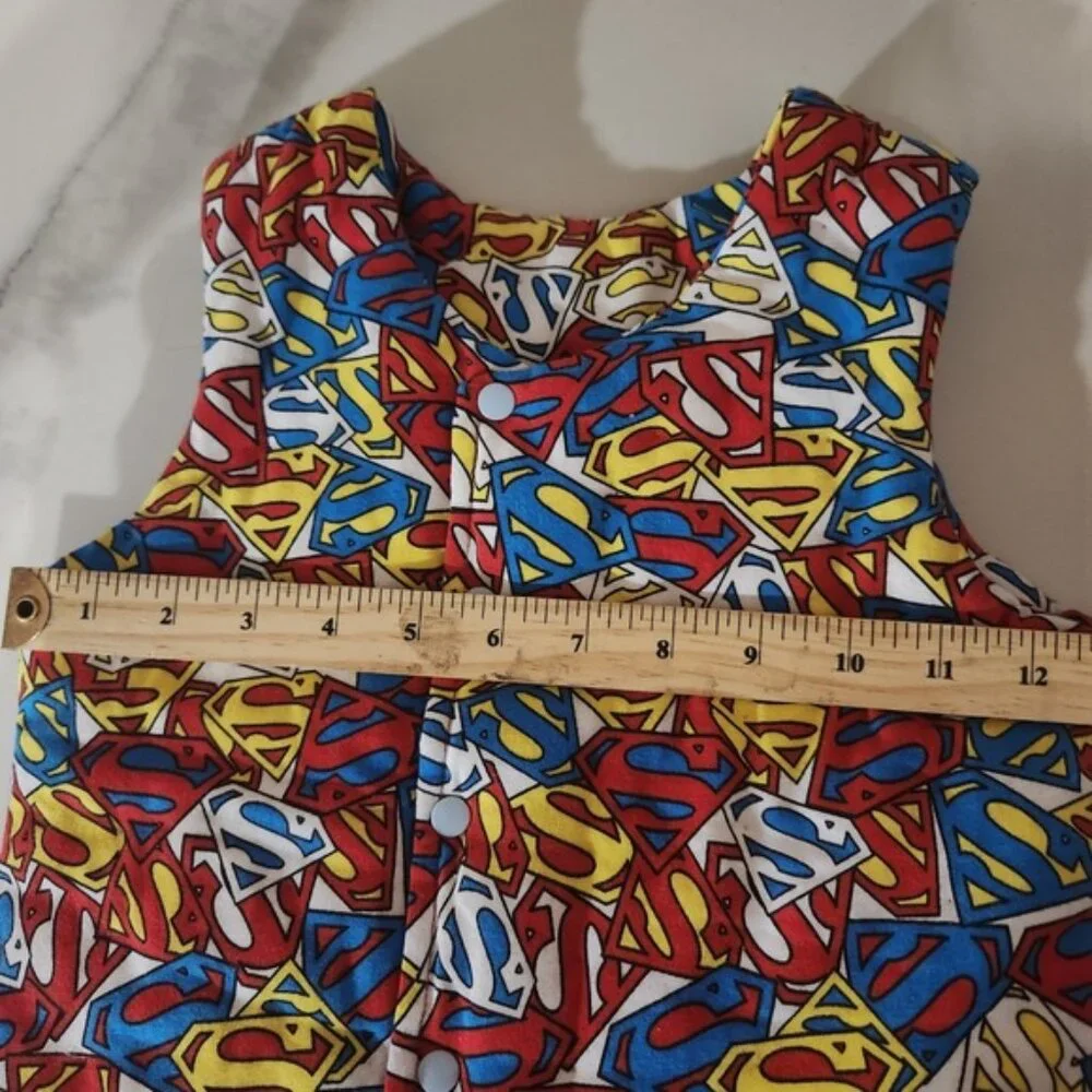 Kids Superman 3-6 year‎ All Over Print Vest Top Button Front Blue Red Yellow